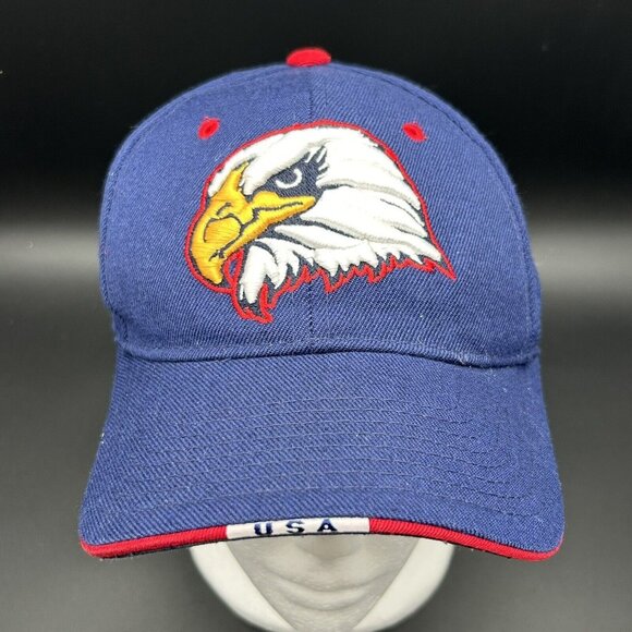 USA American Eagle Hat Cap Red White Blue Fitted Size 7 1/8 Zephyr Wool Acrylic - Picture 1 of 7
